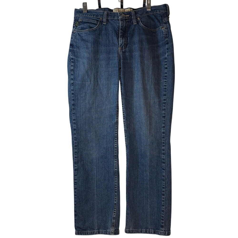 Cabela's Jeans Women's Mid Rise Dark Wash Blur Denim Straight Size 10 Short